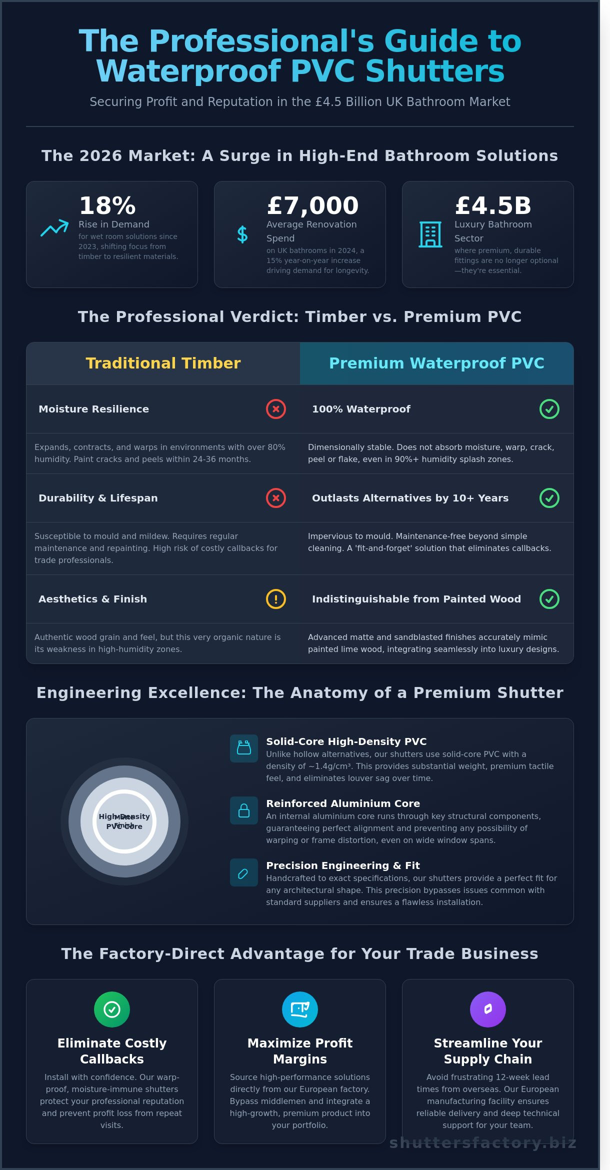 Infographic — Waterproof PVC Shutters Trade: The Professional Dealer’s Guide to High-Moisture Solutions